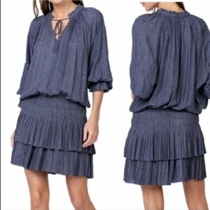 Current Air drop-waist dress in slate blue with a herringbone pattern S Nwot